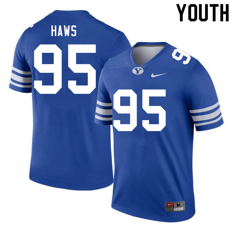 Youth #95 Caden Haws BYU Cougars College Football Jerseys Sale-Royal